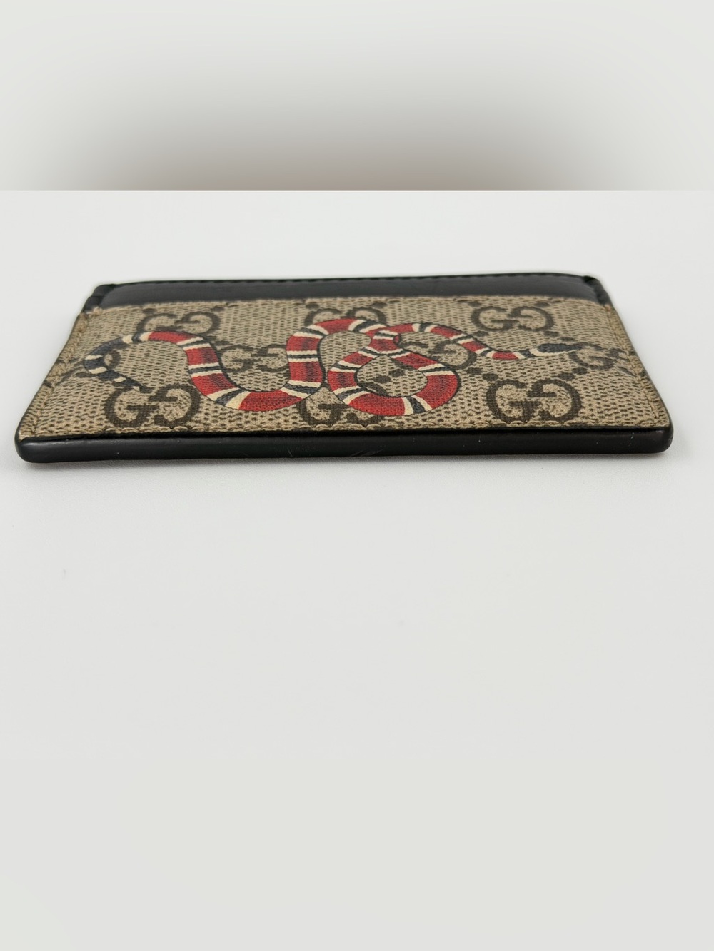 Gucci Snake GG Supreme Canvas Card Case Like New w/Entrupy COA - Picture 3 of 14